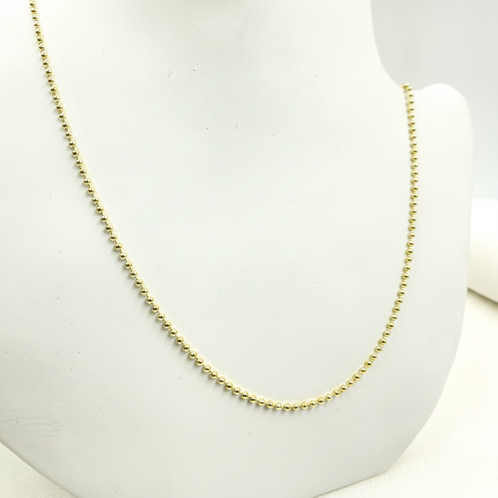 150CP. 14k Solid Yellow Gold Bead Chain