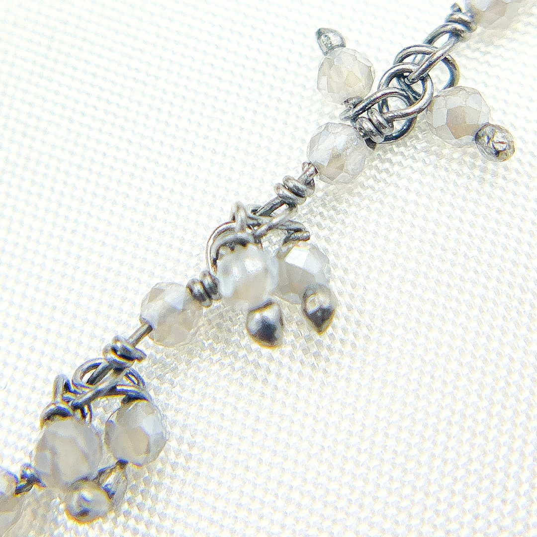 Coated Labradorite Cluster Dangle Oxidized Wire Chain.