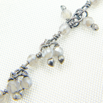 Coated Labradorite Cluster Dangle Oxidized Wire Chain.