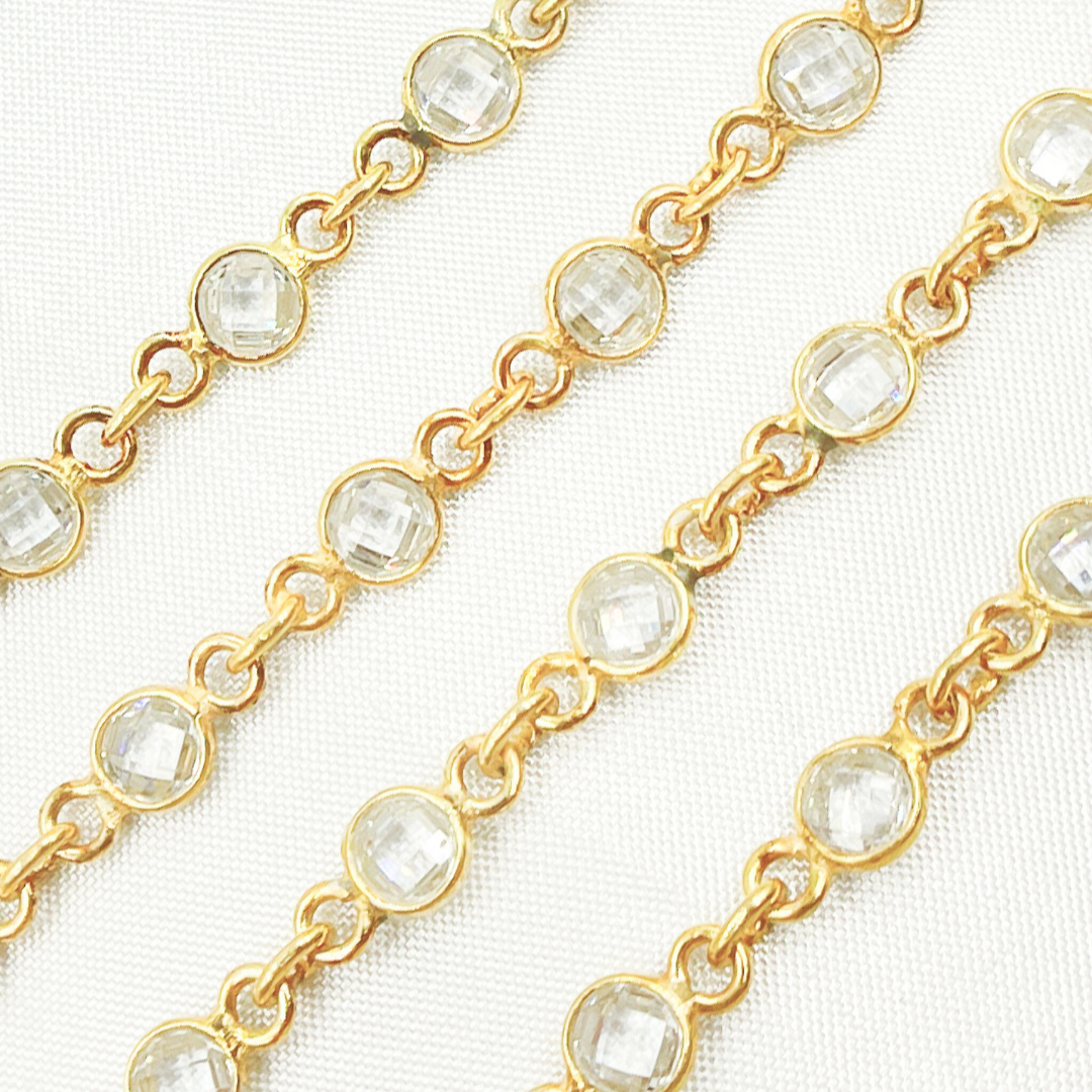 Cubic Zirconia Round Shape Connected Chain