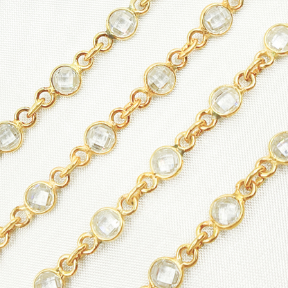 Cubic Zirconia Round Shape Connected Chain