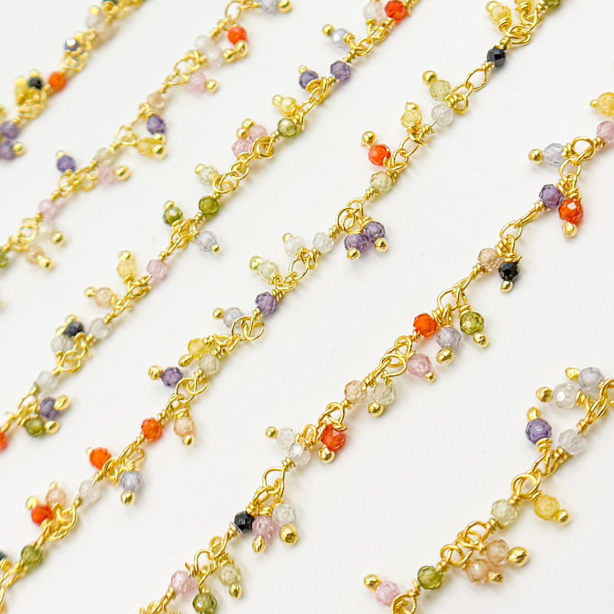 Multi CZ Wire Wrap Dangle Chain