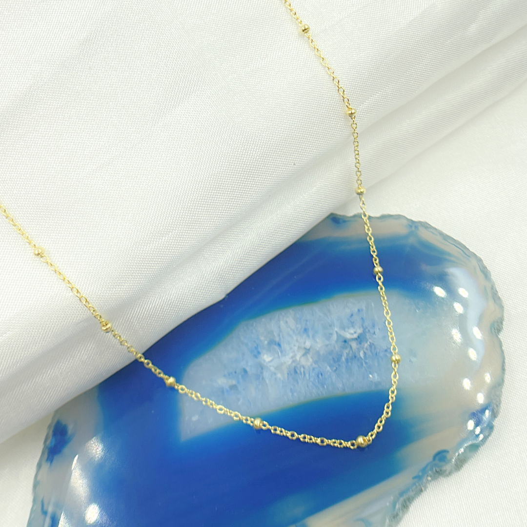 025R03S4. 14k Solid Yellow Gold Satellite Bead Chain