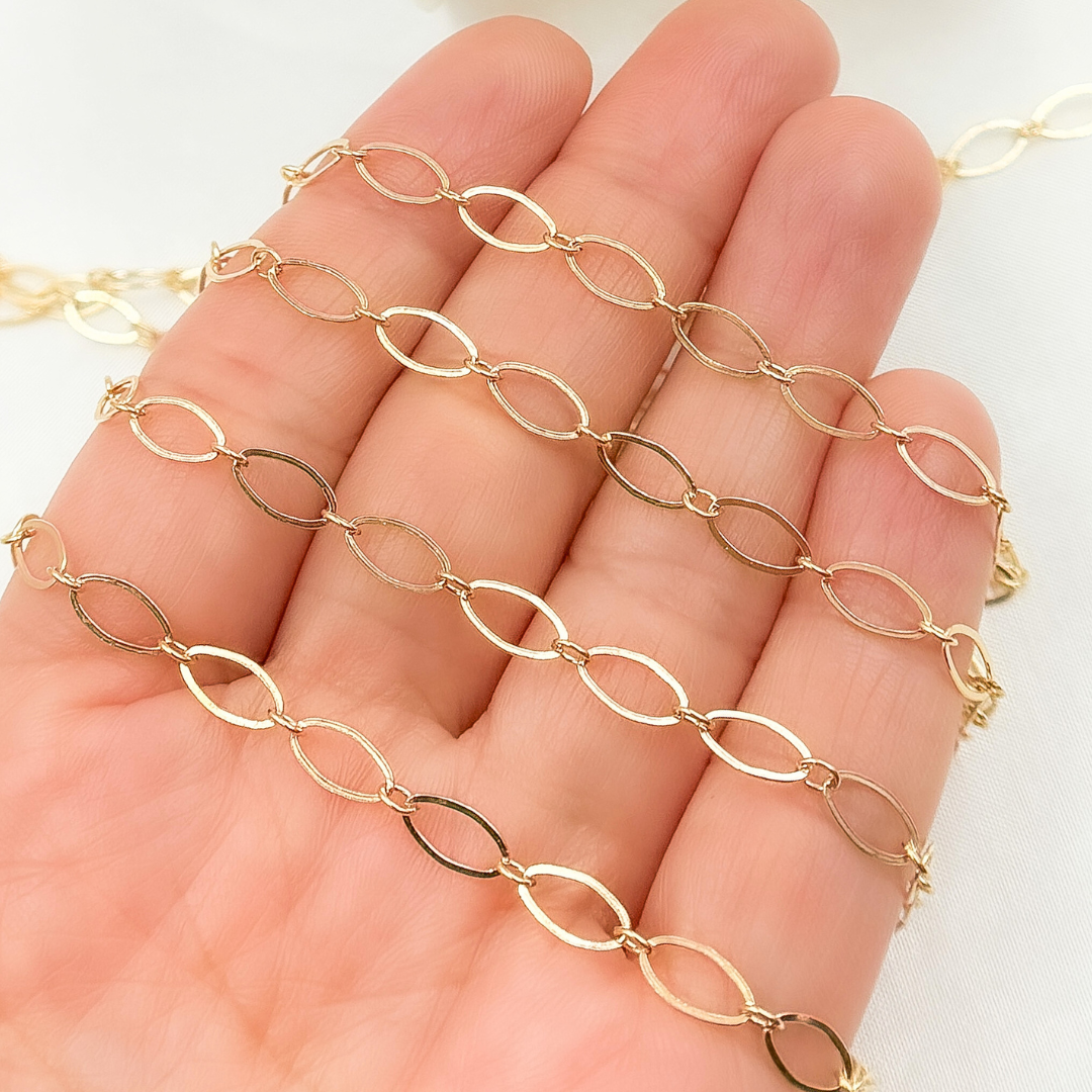 Gold-Filled Flat Oval Long and Short Link Chain