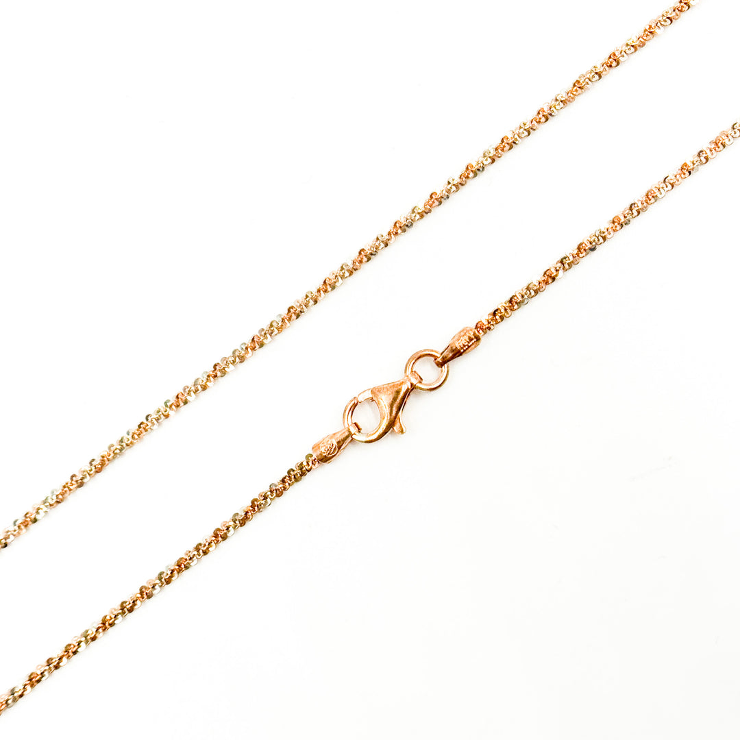 MAR30RGP. Sterling Silver Rose Gold Plated Popcorn Necklace
