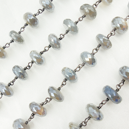 Coated Moonstone Wire Wrap Chain.
