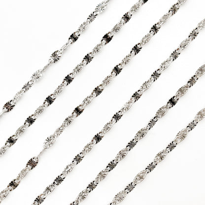 Oxidized Sterling Silver Diamond Cut Marina Link Chain