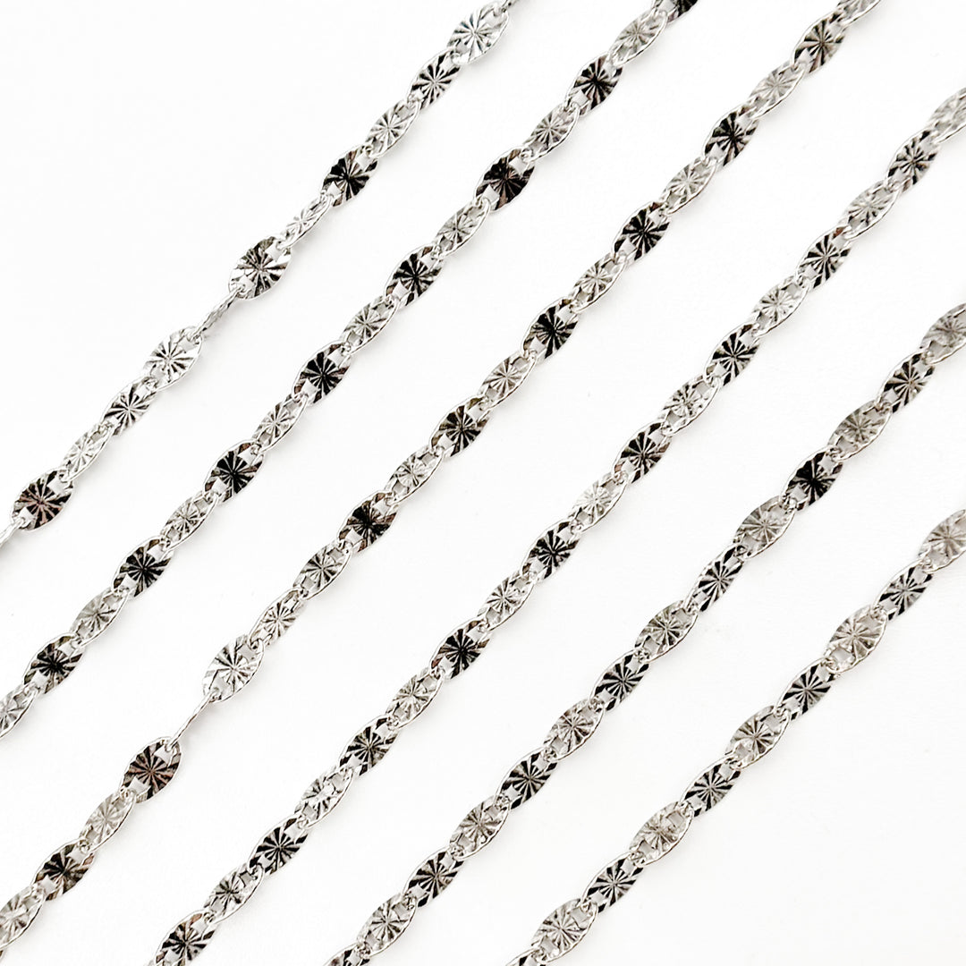 Oxidized Sterling Silver Diamond Cut Marina Link Chain