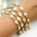 Load image into Gallery viewer, SIL6. Silverite Oval Shape Bezel Gold Plated 925 Sterling Silver Wire Chain