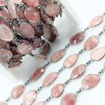 Load image into Gallery viewer, Strawberry Quartz Organic Shape Bezel Oxidized Wire Chain. STQ1
