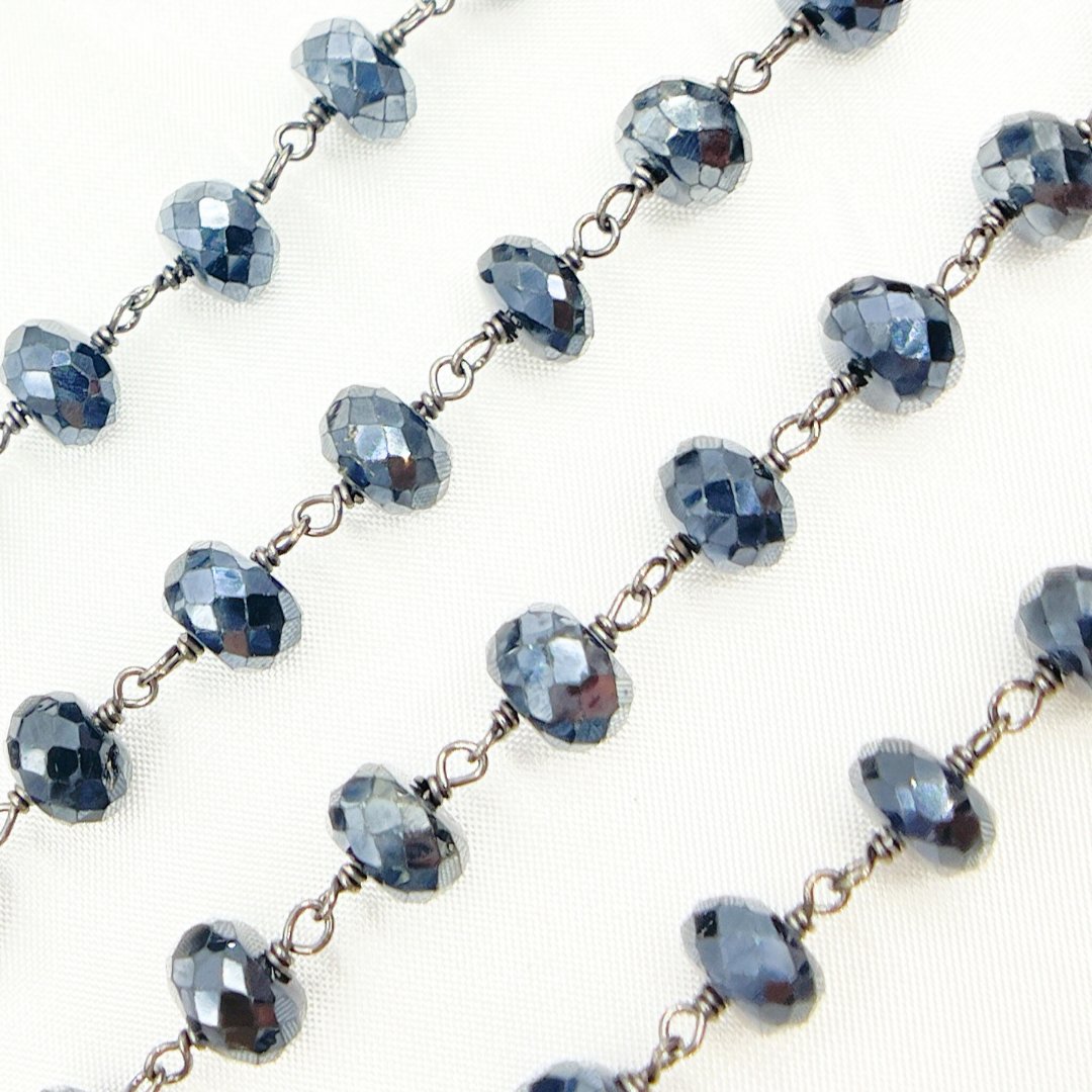 Coated Black Spinel Oxidized 925 Sterling Silver Wire Chain