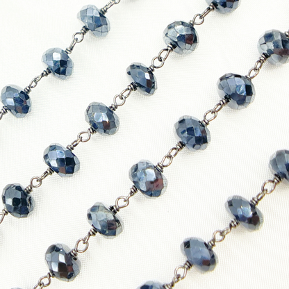 Coated Black Spinel Oxidized 925 Sterling Silver Wire Chain