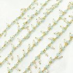 Load image into Gallery viewer, PCL23. Chalcedony with Pearl Gold Plated 925 Sterling Silver Wire Chain
