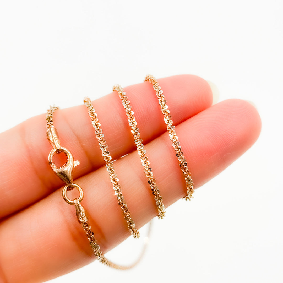 MAR30RGP. Sterling Silver Rose Gold Plated Popcorn Necklace