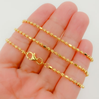  Gold Plated Sterling Silver Tube and Ball Necklace