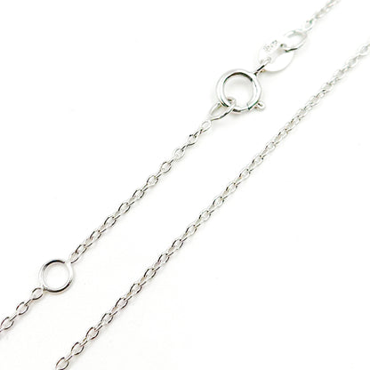 14K Solid White Gold Cable 16 Inch Chain with Extender