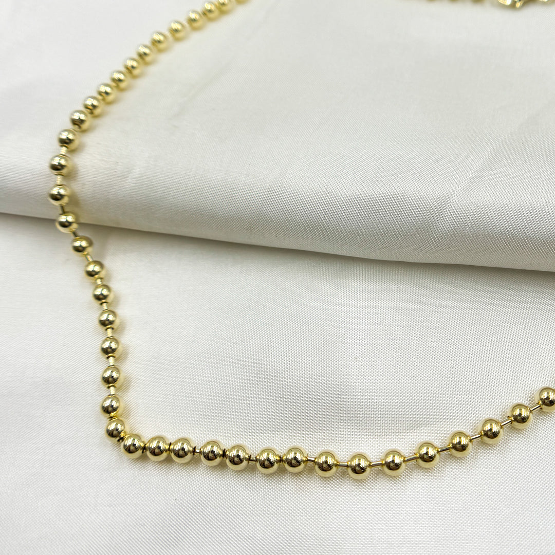 400CP. 14K Solid Gold Ball Necklace