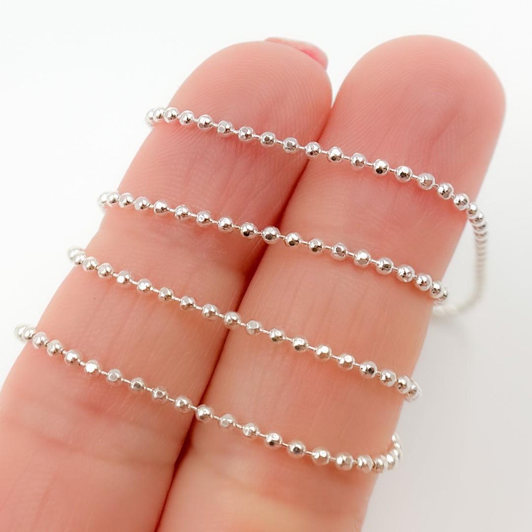 V113SS. Sterling Silver Diamond Cut Ball Chain