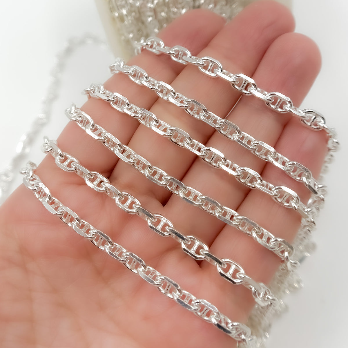 Sterling Silver Diamond Cut Marina Chain