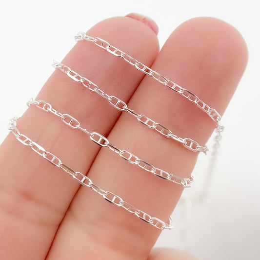 Sterling Silver Diamond Cut Marina Chain
