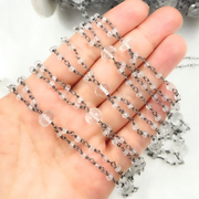 Crystal Fancy Oxidized 925 Sterling Silver Wire Chain.