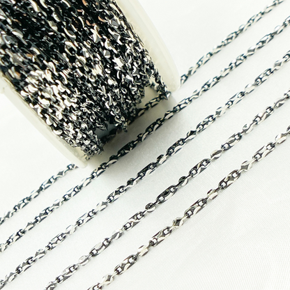 Black Rhodium 925 Sterling Silver Diamond Cut Bars