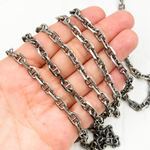 Load image into Gallery viewer, Y75OX. Oxidized 925 Sterling Silver Diamond Cut Marina Link Chain