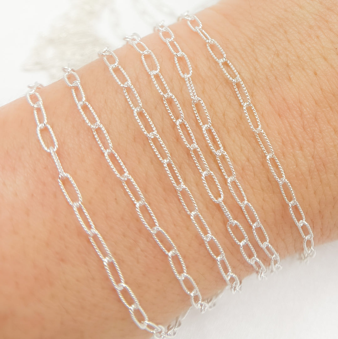 2505TWSS. Sterling Silver Hammered Paperclip Chain