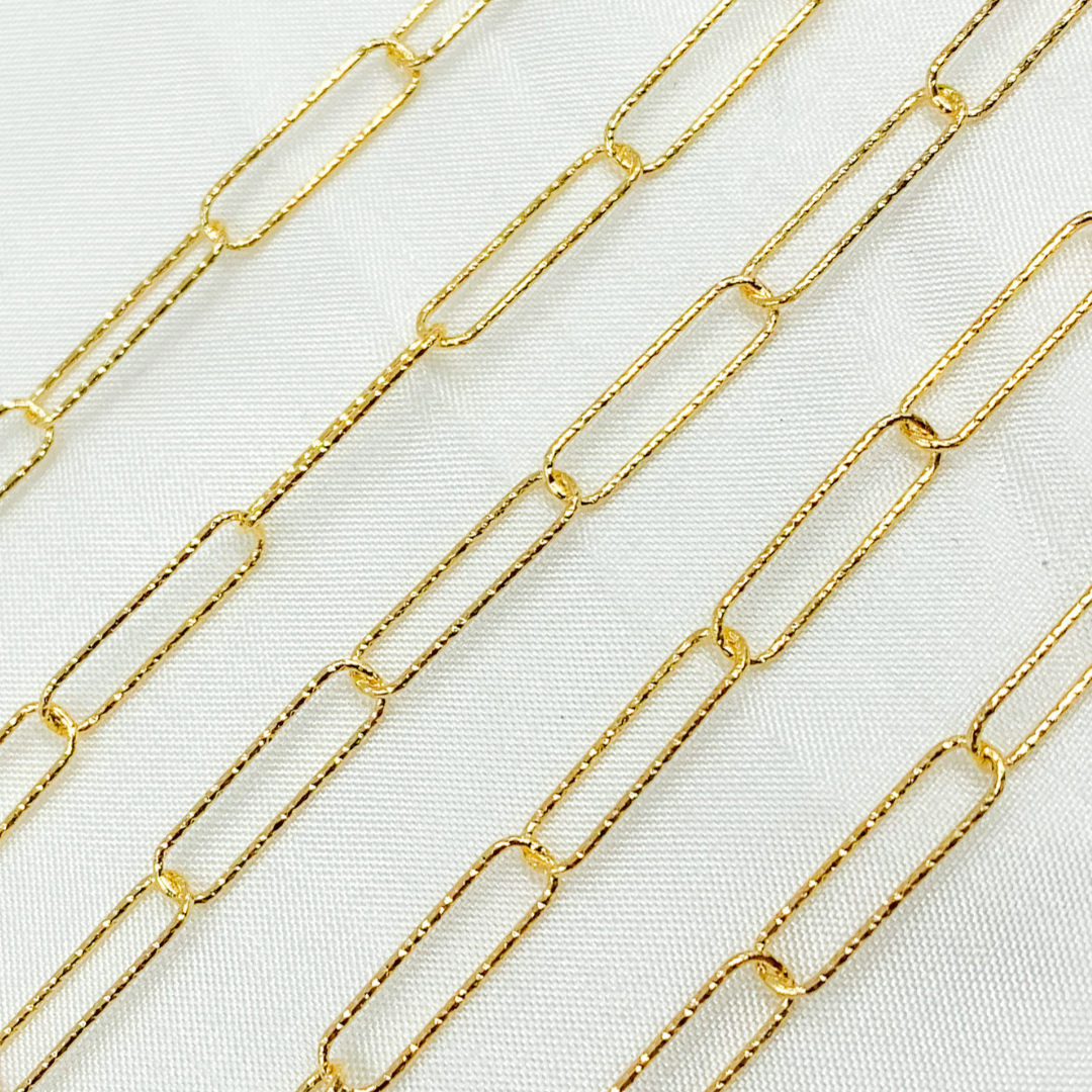 Gold Plated 925 Sterling Silver Diamond Cut Paperclip Chain. Y79DCGP