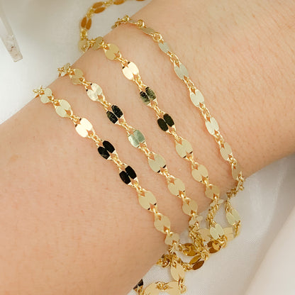 Gold Plated 925 Sterling Silver Flat Marina Link Chain.