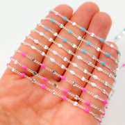 Sterling Silver Enamel Marina Link Chains