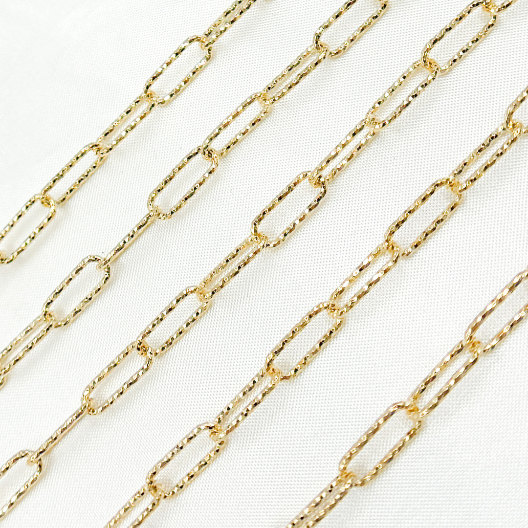 V8GP. Gold Plated 925 Sterling Silver Diamond Cut Paperclip Chain