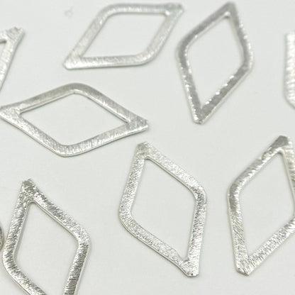 25MM White Sterling Silver Brushed Diamond Connector