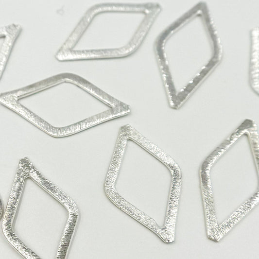 25MM White Sterling Silver Brushed Diamond Connector
