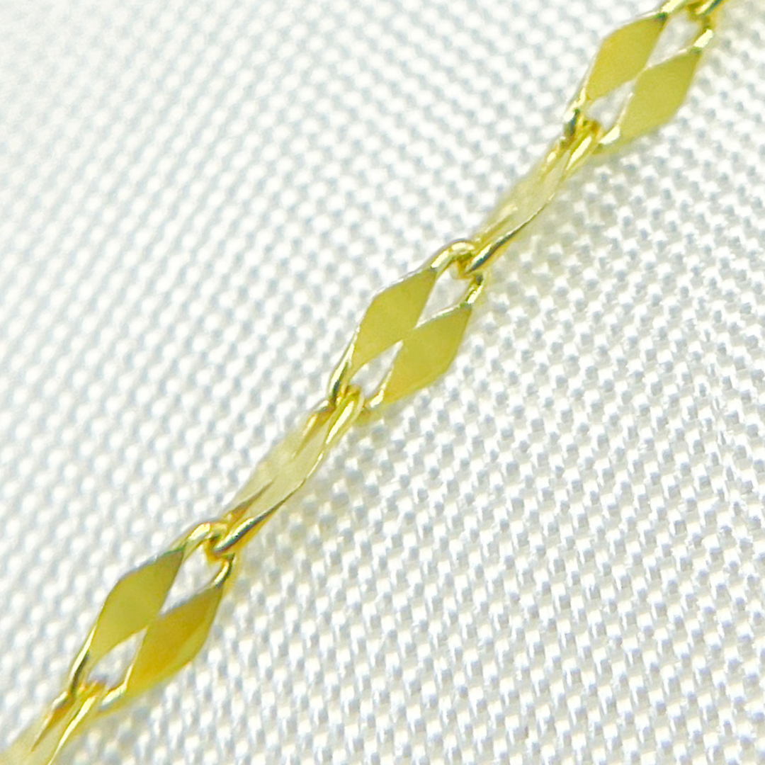 Z46GP. Gold Plated Sterling Silver Flat Marina Link Chain