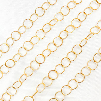 14K Gold Filled Twisted Round Link Chain
