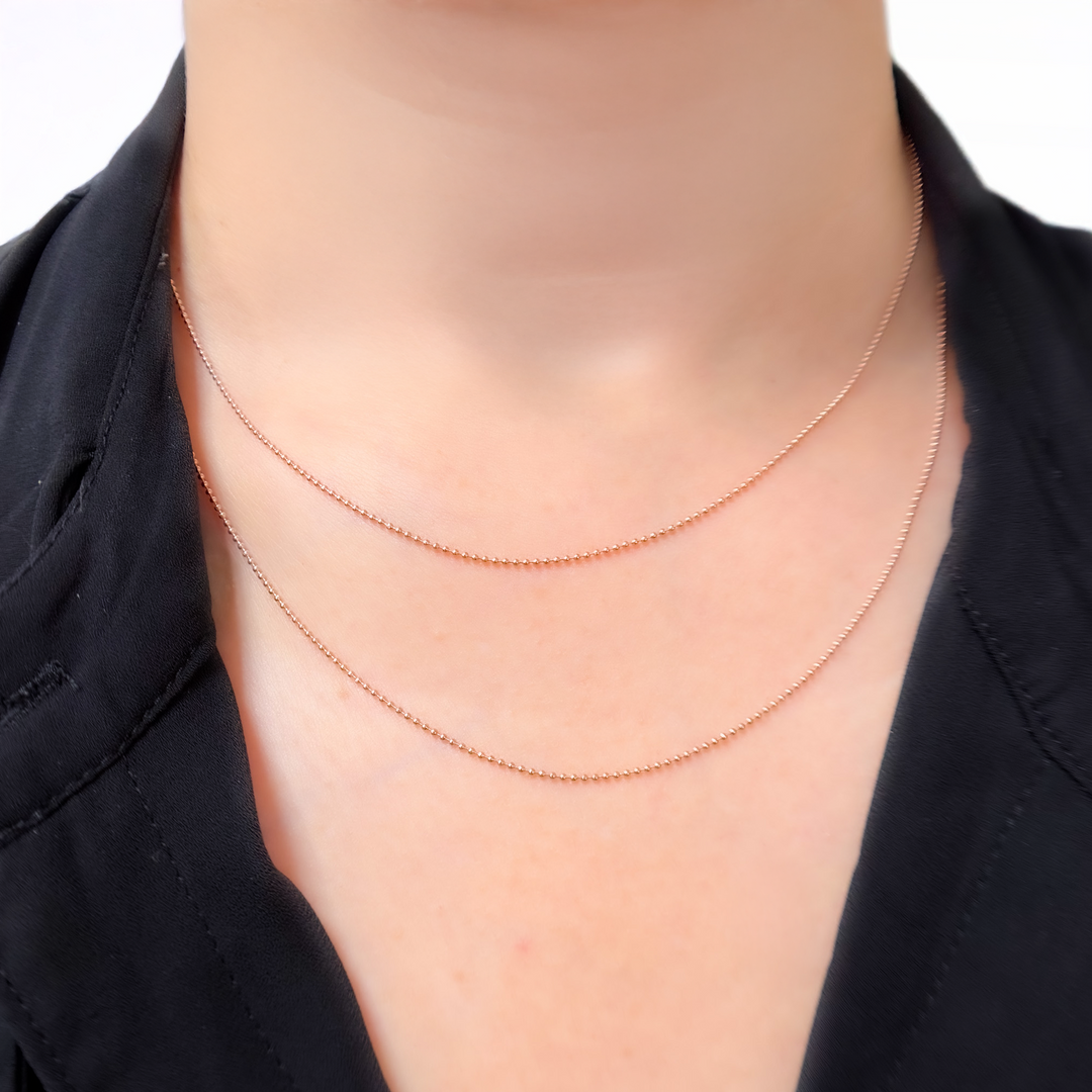 Rose Gold Pated Sterling Silver Ball Necklace