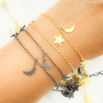 Load image into Gallery viewer, 307SM. Star &amp; Moon Shapes Dangle Wire Chain