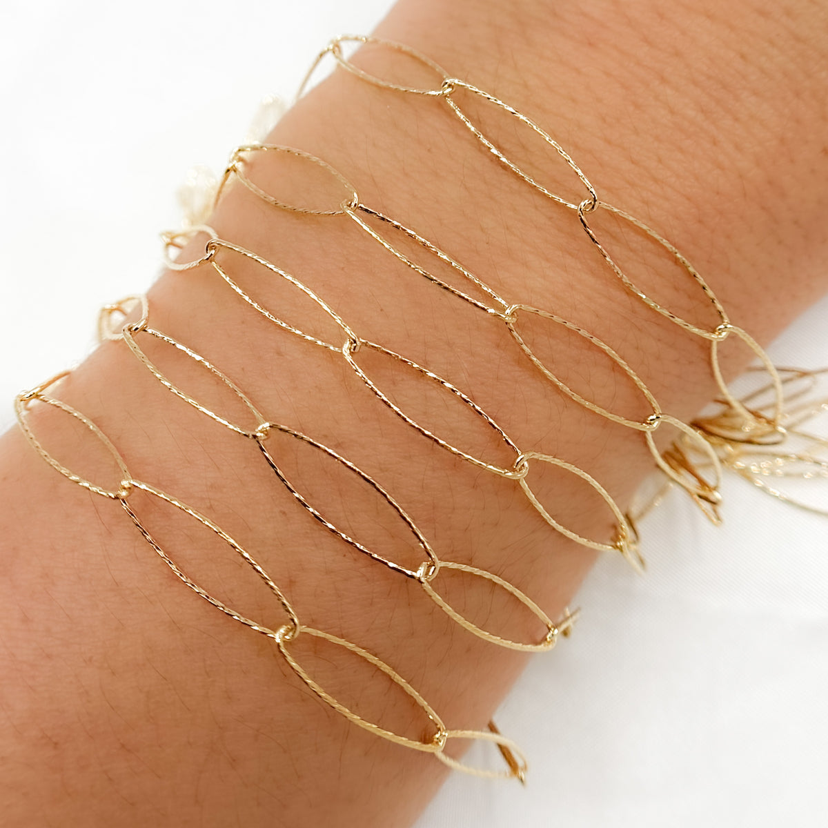 Gold Plated 925 Sterling Silver Diamond Cut Oval Link Chain