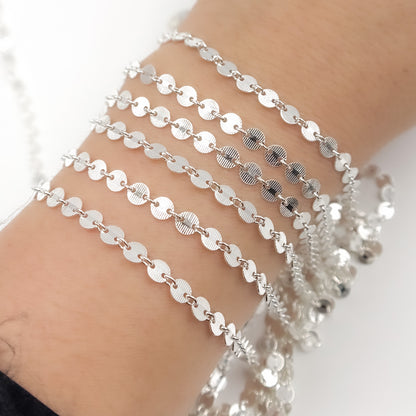Sterling Silver Textured Disc Chain