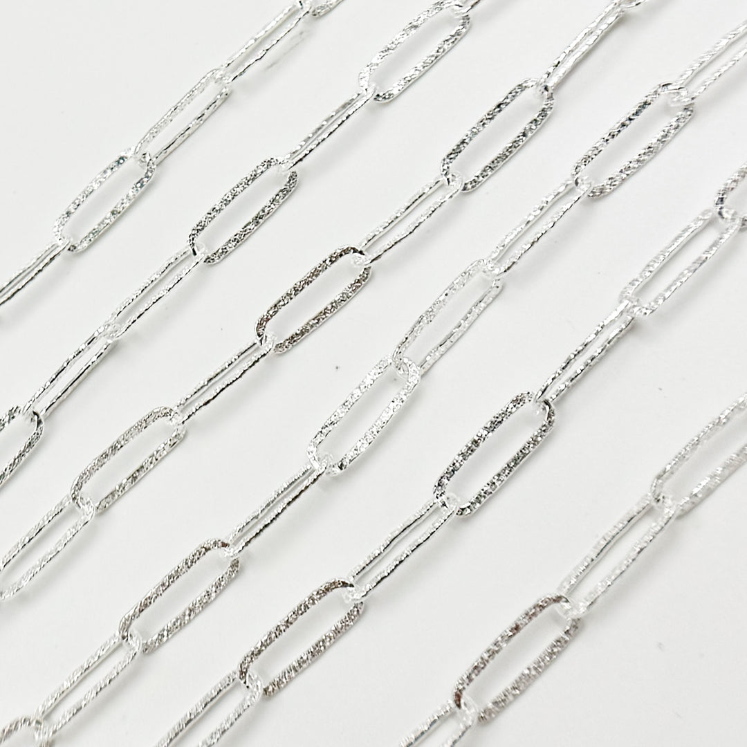 Y80FDCSS. Sterling Silver Flat Textured Paperclip Chain
