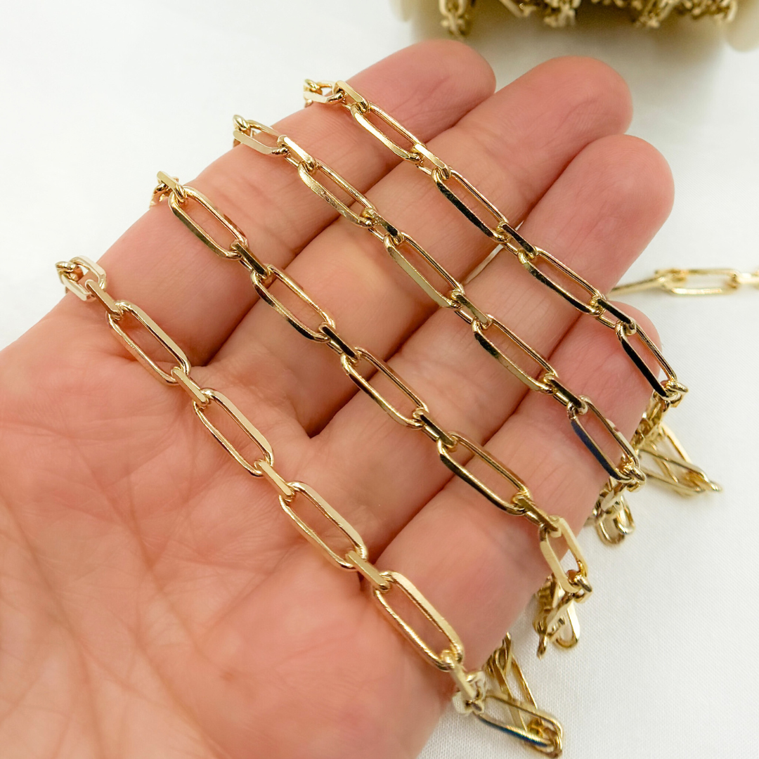 Z48GP. Gold Plated 925 Sterling Silver Diamond Cut Paperclip Link Chain
