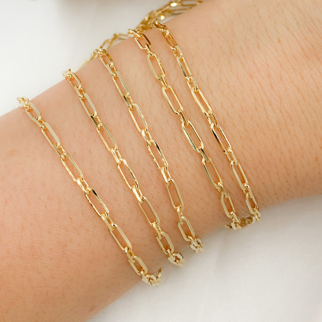 Z19GP. Gold Plated 925 Sterling Silver Short & Long Oval Link Chain