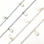 Load image into Gallery viewer, Created White Opal Tear Drop Shape Dangle Chain. CWO6
