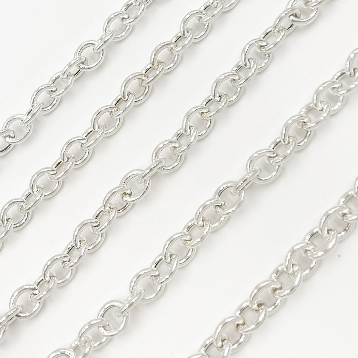 Sterling Silver Smooth Oval Cable Link Chain