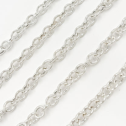 Sterling Silver Smooth Oval Cable Link Chain