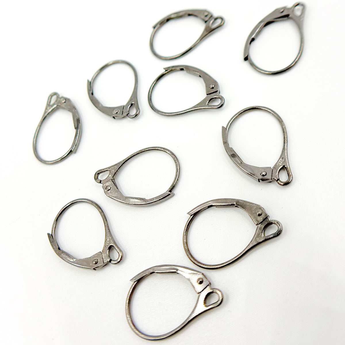 Black Rhodium Sterling Silver Plain Lever Back Ear Wire