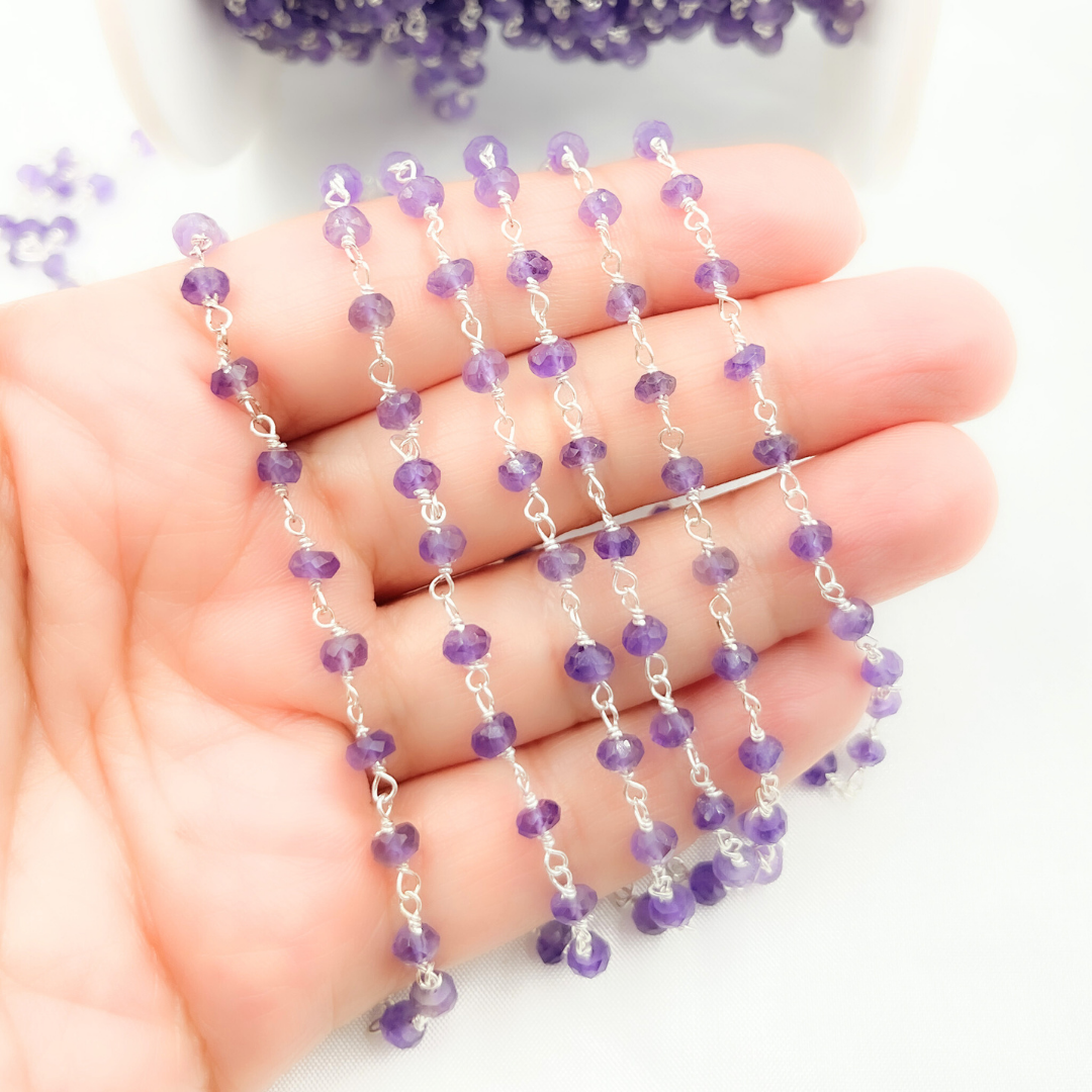 Amethyst 925 Sterling Silver Wire Chain