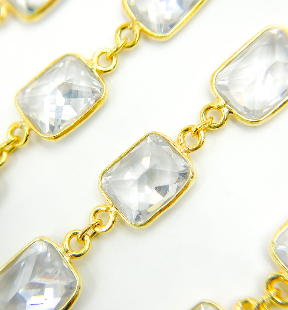 Cubic Zirconia Rectangular Shape Bezel Chain