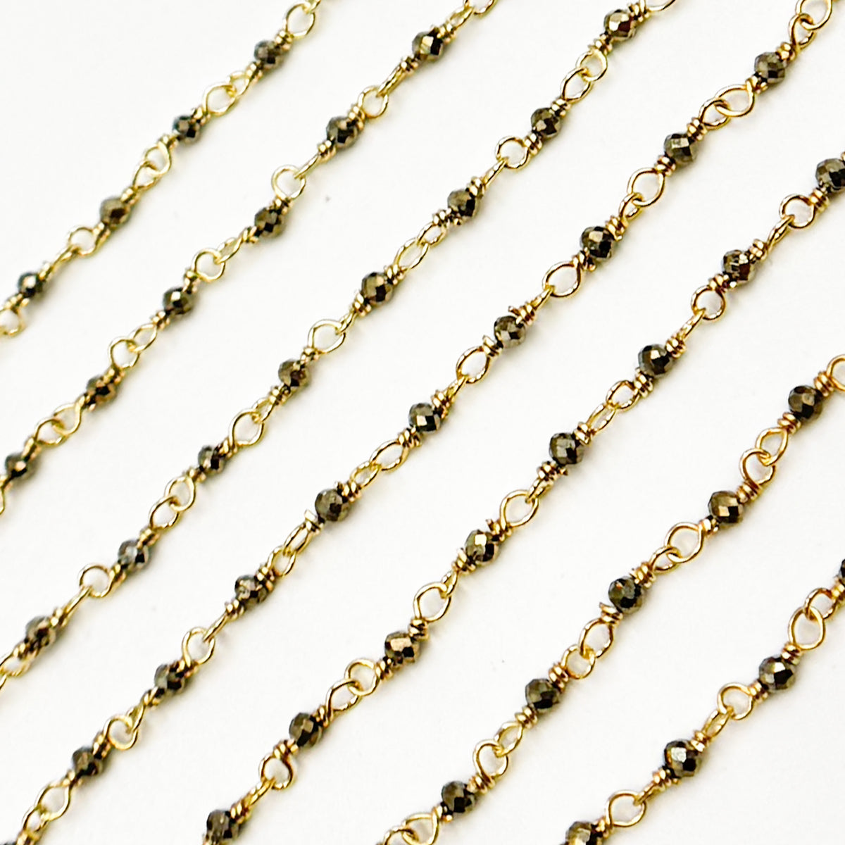 Pyrite Gold Plated Sterling Silver Wire Chain